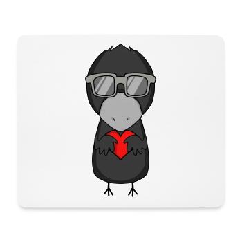 Crow with heart and glasses - Mouse Pad (horizontal) - white - Front