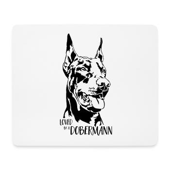 Aimé par un chien Doberman disant Wilsigns - Tapis de souris (format paysage) - blanc - Devant