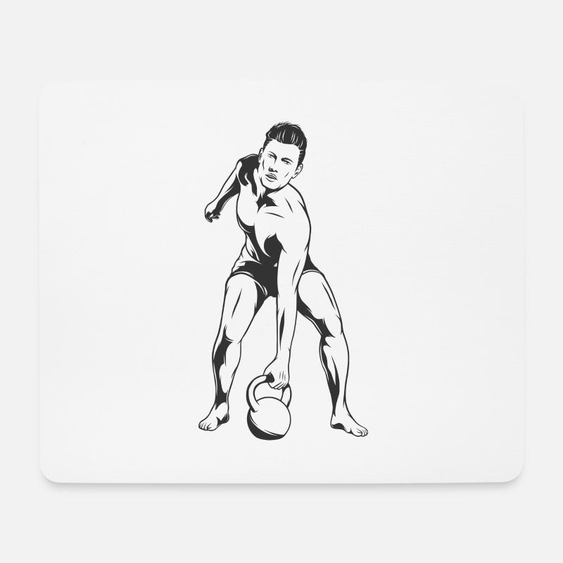 Mann Gym - Mousepad (Querformat) - Weiß