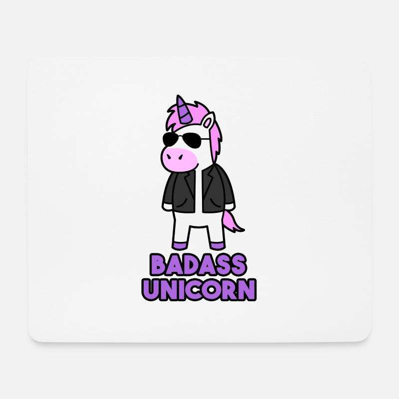 BADASS UNICORN - Mousepad (Querformat) - Weiß