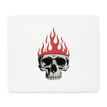 Flammenkronenschädel - Cooles Skelett Tattoo - Mousepad (Querformat) - Weiß - Vorne