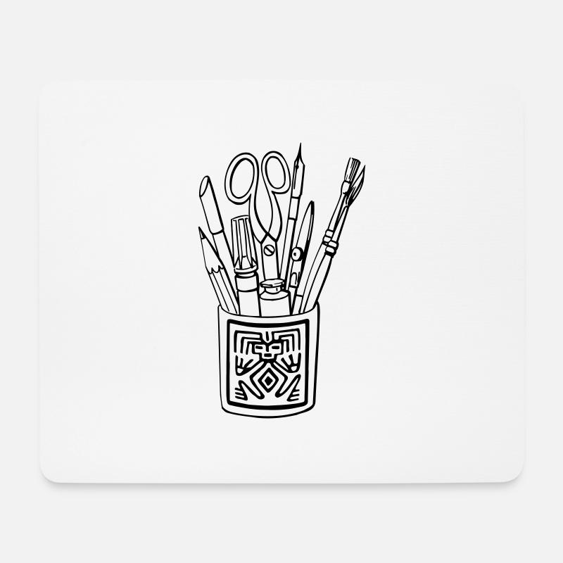 Stifte und Pinsel - UNIKAT-SHIRT.COM - Mousepad (Querformat) - Weiß