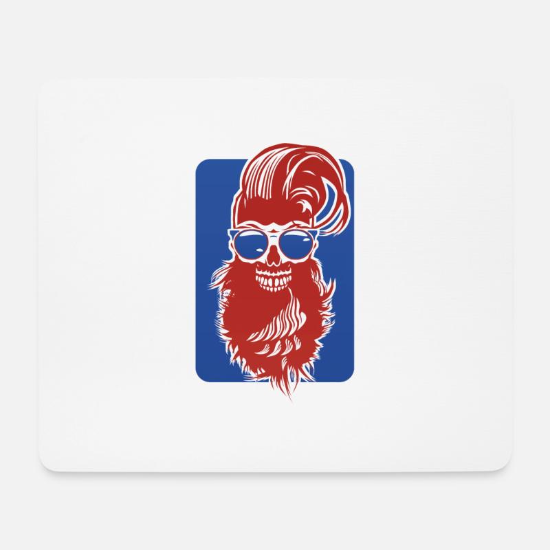 Kopf des Todes Hipster bärtiger Schädel Kran Design Fant - Mousepad (Querformat) - Weiß