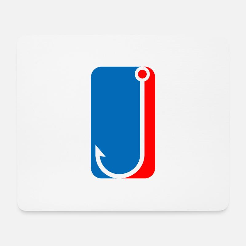 angelhaken angeln logo - Mousepad (Querformat) - Weiß