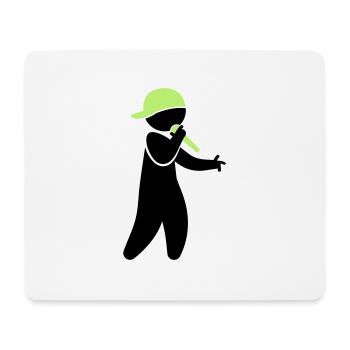 Ein Hiphop Star singt in ein Mikrofon - Mousepad (Querformat) - Weiß - Vorne