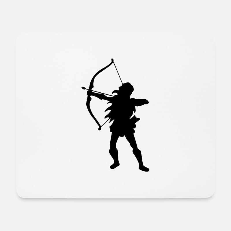 bogen Zeichnung Bogenschießen Silhouette Frau - Mousepad (Querformat) - Weiß
