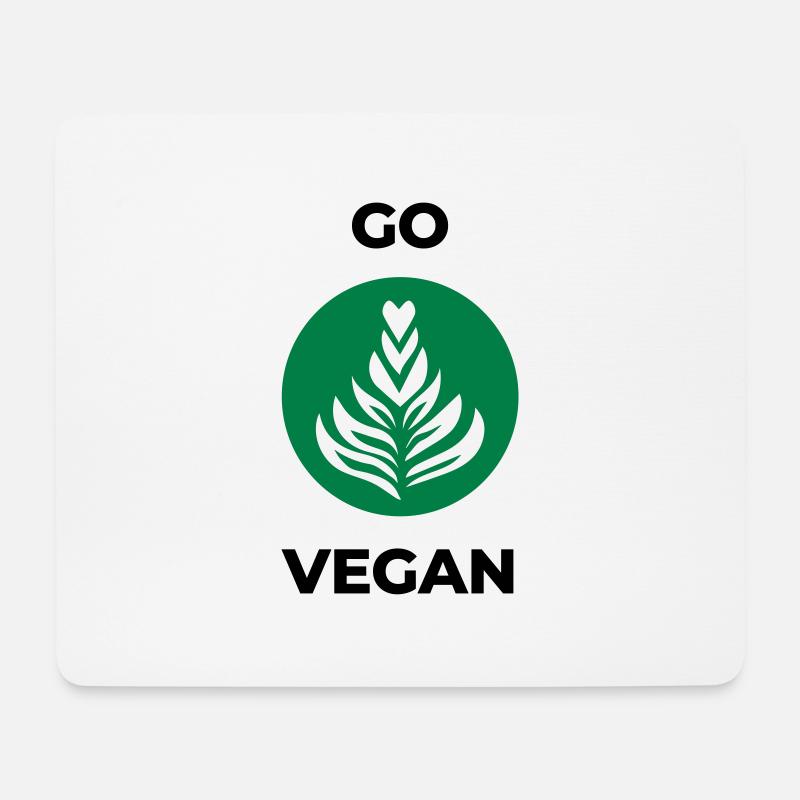 go vegan - Mousepad (Querformat) - Weiß