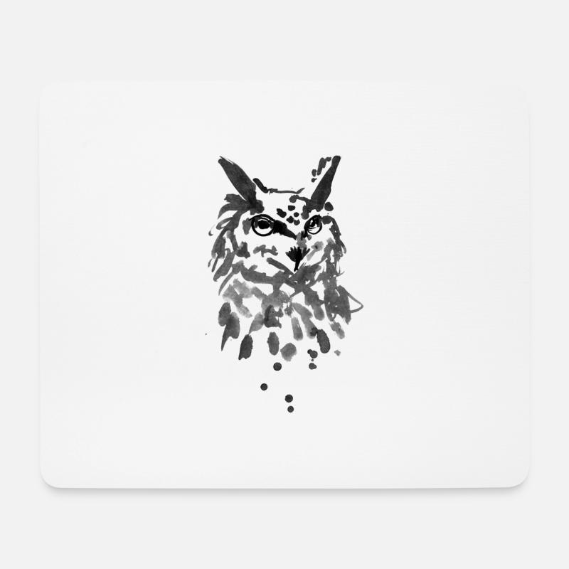 Eule - Mousepad (Querformat) - Weiß