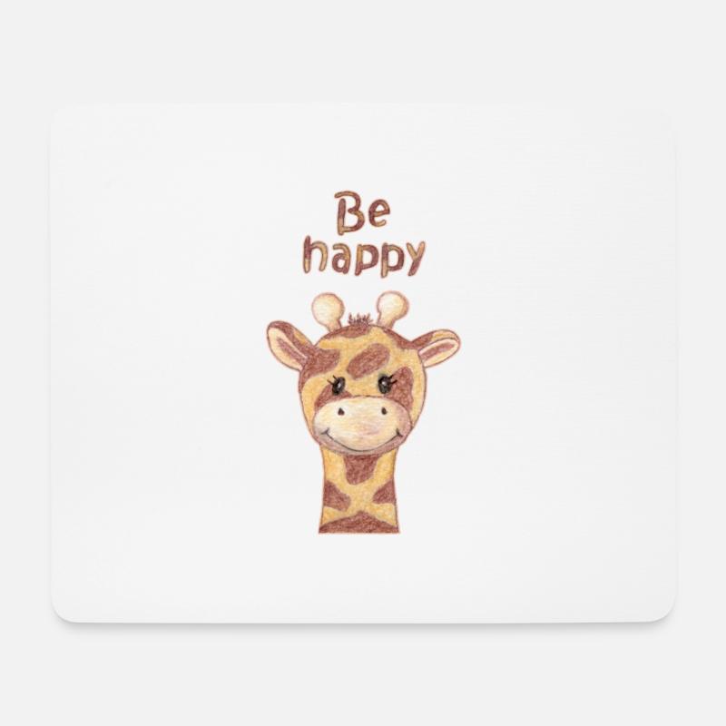 Giraffe be happy - Mousepad (Querformat) - Weiß