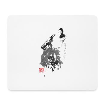 loup - Tapis de souris (format paysage) - blanc - Devant