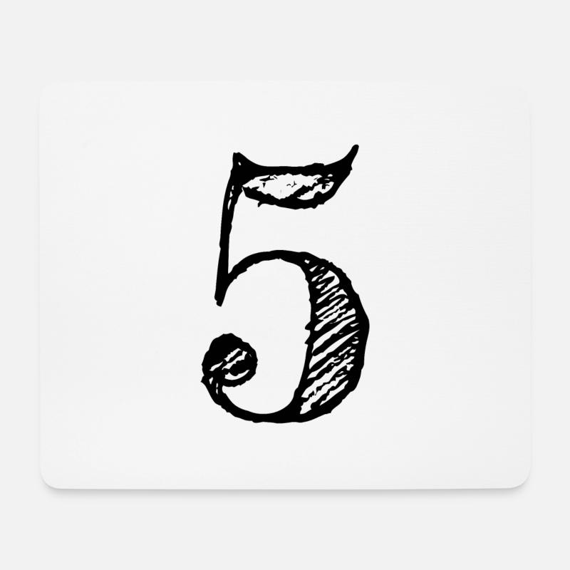 Abbildung 5 eins - Nummer 5 (hand-drawn) - Mousepad (Querformat) - Weiß