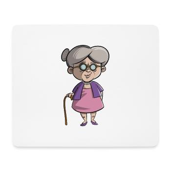 Grandma grandmother - older lady with walking stick - Mouse Pad (horizontal) - white - Front