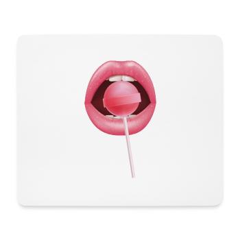Lollipop rot Lippen Lollipop, Lollipop Oh lolli loll - Mousepad (Querformat) - Weiß - Vorne