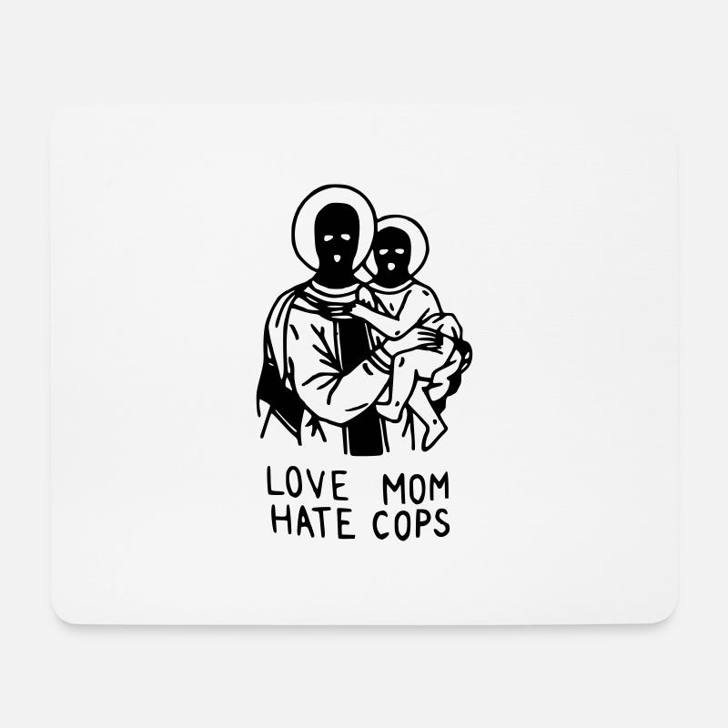 Love Mom Hate Cops - Mousepad (Querformat) - Weiß