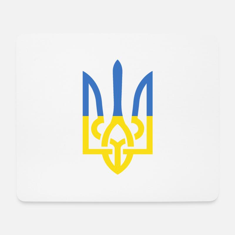 UKRAINE TRIDENT Ukrainische Flagge Unterstützung Unterstützung - Mousepad (Querformat) - Weiß