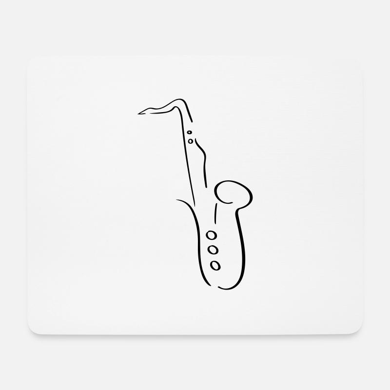 Saxophon Line Art - Minimalistisch - Mousepad (Querformat) - Weiß