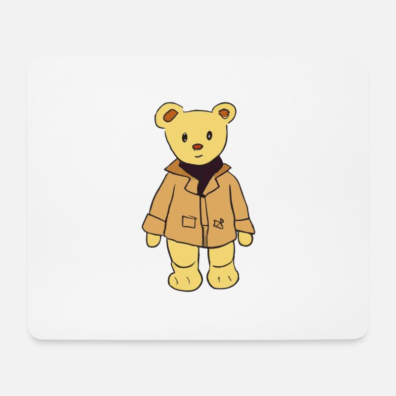 Teddybär mit Anzug Zeichnung Geschenkidee - Mousepad (Querformat) - Weiß