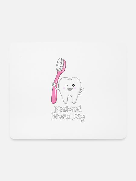National Brush Day - Tag der Zahnbürste - Mousepad (Querformat) - Weiß