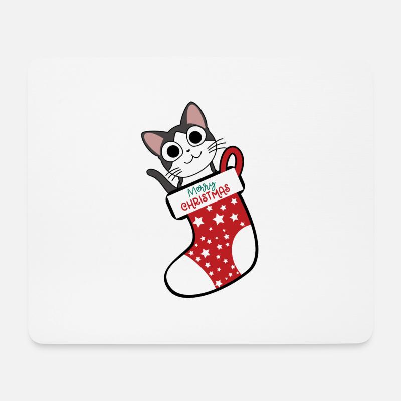 Pfotschafter Christmas - Katze im Nikolausstiefel - Mousepad (Querformat) - Weiß