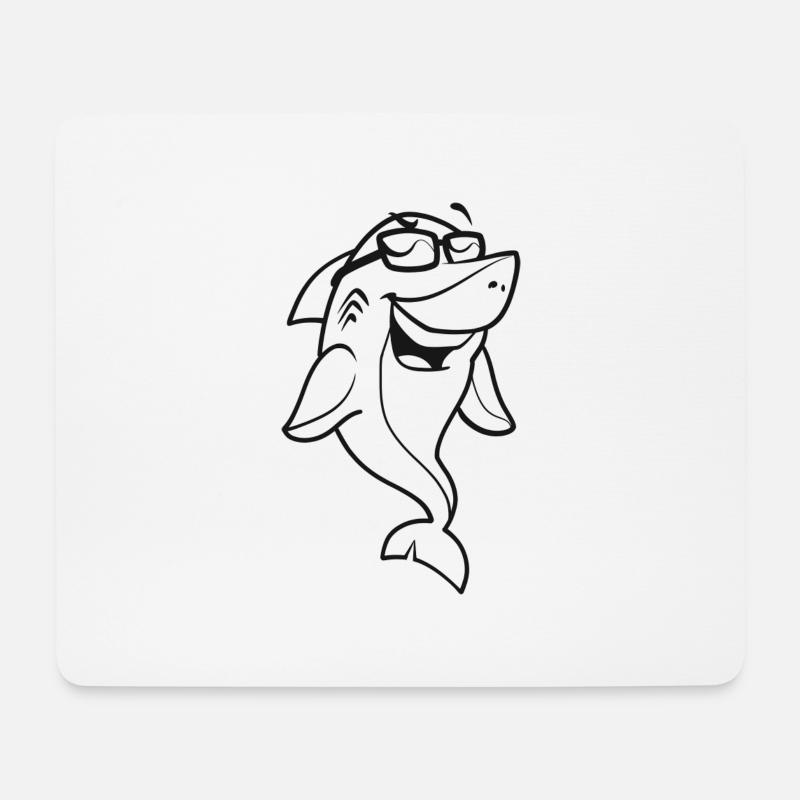 Laughing shark with reflective sunglasses - Mouse Pad (horizontal) - white