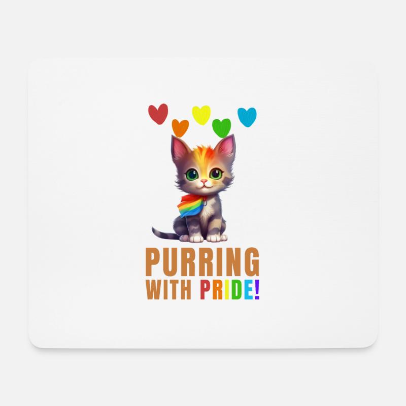 Gay pride - purring with pride - Mouse Pad (horizontal) - white