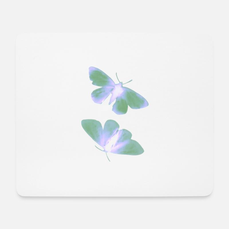 Schmetterling grün/blau - Mousepad (Querformat) - Weiß