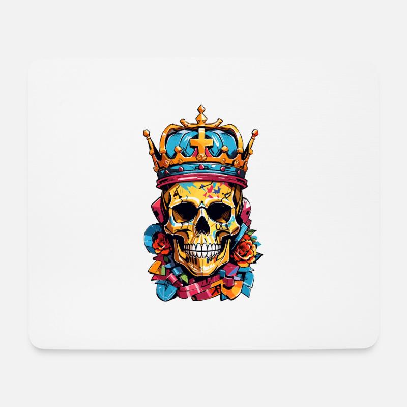 Totenkopf mit Krone - Mousepad (Querformat) - Weiß