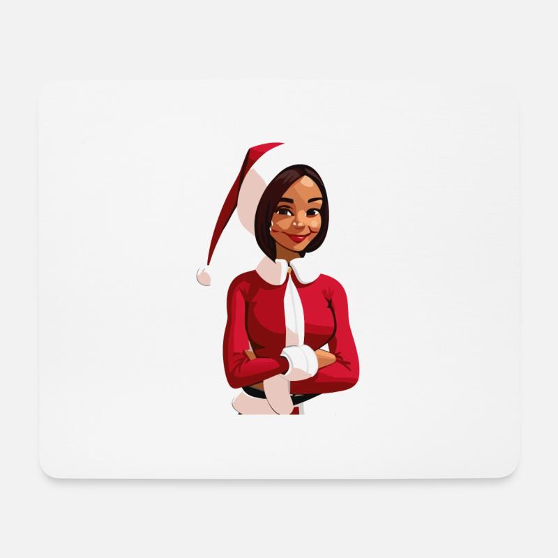 Weihnachtsfrau / Weihnachtsmann - Mousepad (Querformat) - Weiß