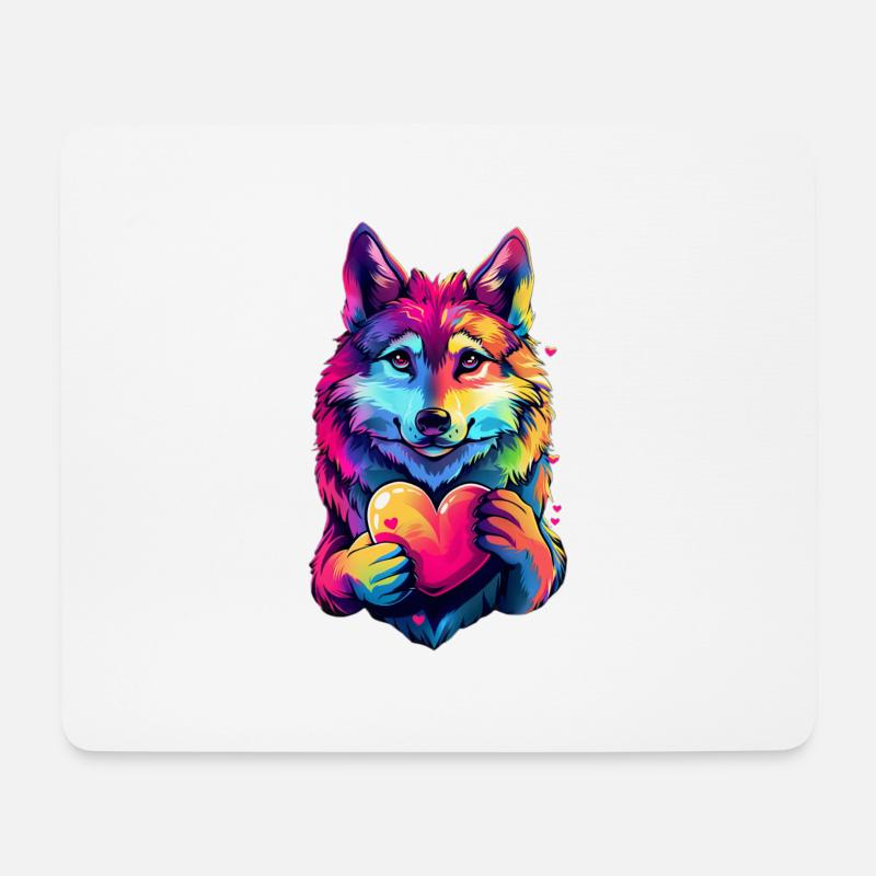 Wolf - Mousepad (Querformat) - Weiß