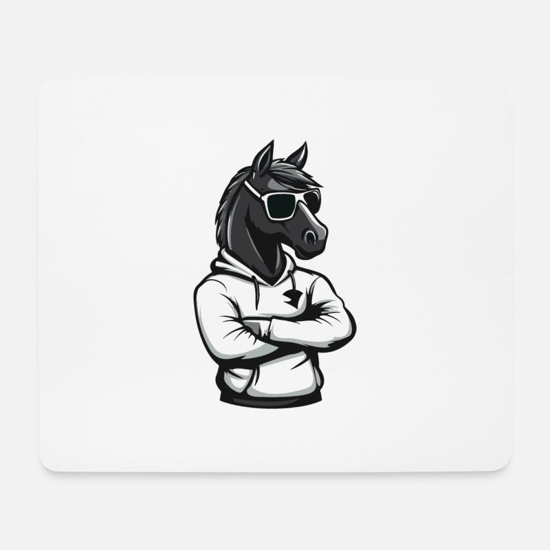Pferd Comic - Mousepad (Querformat) - Weiß