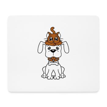 Chien Chat Deux Amis Équipe Chaton 2 Duo Équipage - Tapis de souris (format paysage) - blanc - Devant