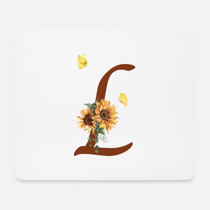 Buchstabe l Sonnenblume Schmetterling - Mousepad (Querformat) - Weiß