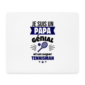 Papa génial & tennisman – idée fête des pères - Tapis de souris (format paysage) - blanc - Devant