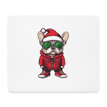 Bouledogue Français Chien Noël Noël - Tapis de souris (format paysage) - blanc - Devant
