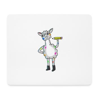 Lama avec des points colorés et un crayon - Tapis de souris (format paysage) - blanc - Devant