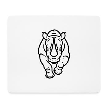 Mighty Rhino - Sauberes Tierdesign - Mousepad (Querformat) - Weiß - Vorne