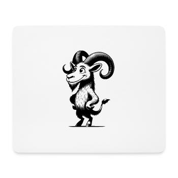 Lustige Ziege mit dem größten Grinsen und Hörnern - Mousepad (Querformat) - Weiß - Vorne