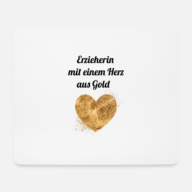 Erzieherin Herz Gold Geschenk Idee Danke Abschied - Mousepad (Querformat) - Weiß