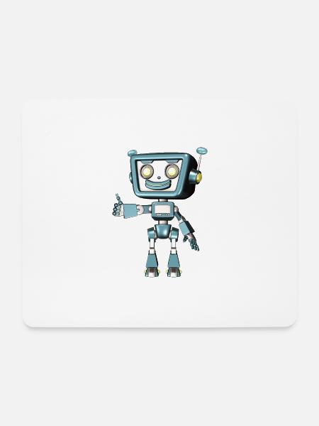 blauer Roboter - Mousepad (Querformat) - Weiß
