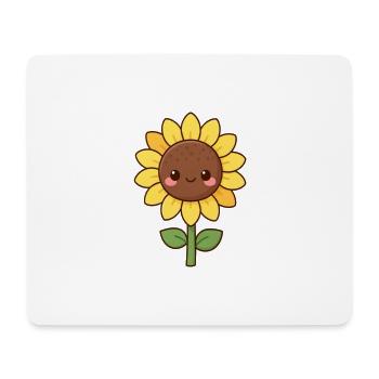 Fleur jaune Kawaii Fleur de Tournesol - Tapis de souris (format paysage) - blanc - Devant