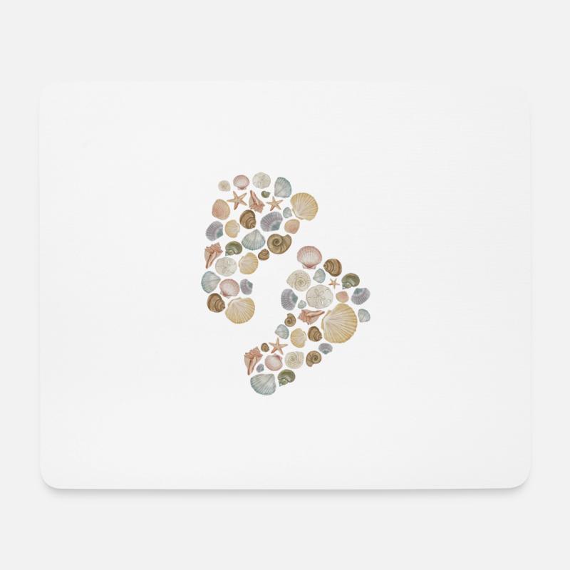 Fußabdrücke aus Muscheln - Aquarell - Mousepad (Querformat) - Weiß