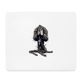 Prier les mains avec le chapelet - Tapis de souris (format paysage) - blanc - Devant
