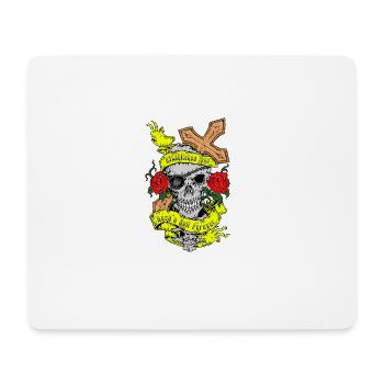 Totenkopf Rosen Kreuz Rock n Roll Rockabilly Kunst - Mousepad (Querformat) - Weiß - Vorne