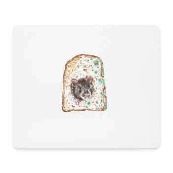 Bonjour! Rat dans du pain grillé / champignons - Tapis de souris (format paysage) - blanc - Devant