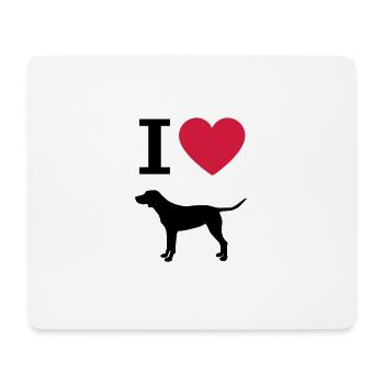Ich liebe Hunde, Deutsch Kurzhaar Herz Silhouette - Mousepad (Querformat) - Weiß - Vorne