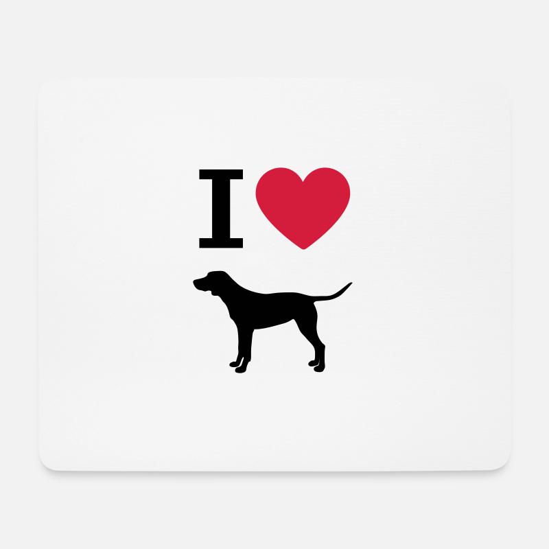 Ich liebe Hunde, Deutsch Kurzhaar Herz Silhouette - Mousepad (Querformat) - Weiß
