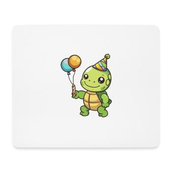Bande dessinée d’anniversaire de tortue - Tapis de souris (format paysage) - blanc - Devant