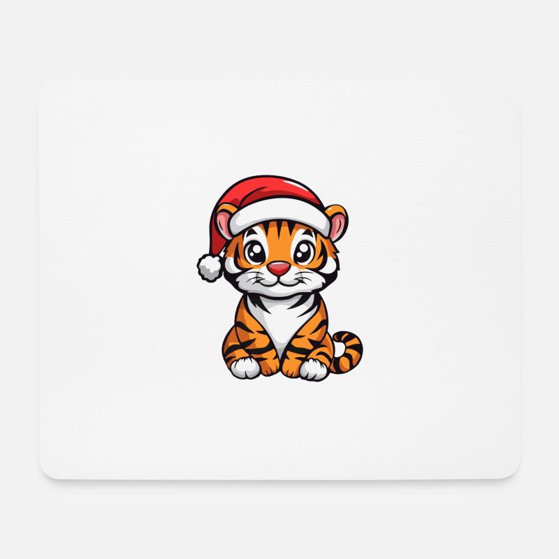 Tiger Weihnachten Niedlich - Mousepad (Querformat) - Weiß