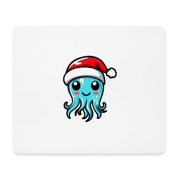Méduse Noël mignon - Tapis de souris (format paysage) - blanc - Devant