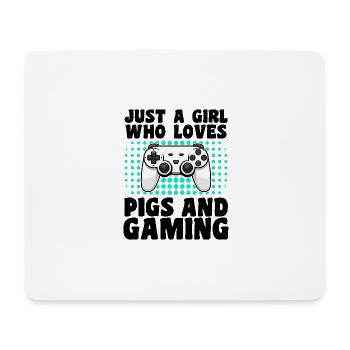 Gamer and Pigs: Videospiele und Landspaß - Mousepad (Querformat) - Weiß - Vorne